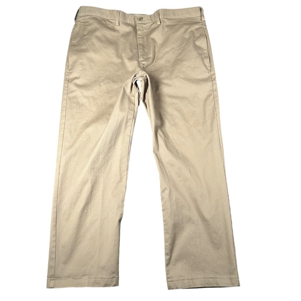 Lands End Mens 38‎ Khaki Traditional Fit Flat Front Chino Pants Pockets